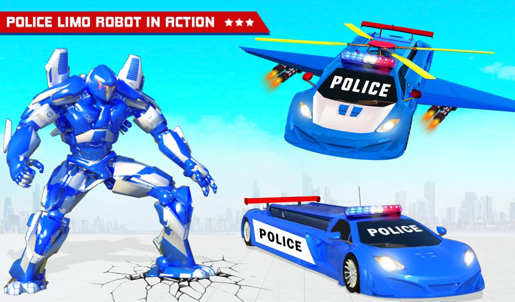 Flying Limo Police Helicopter Car Robot Games 25 Screenshot 9