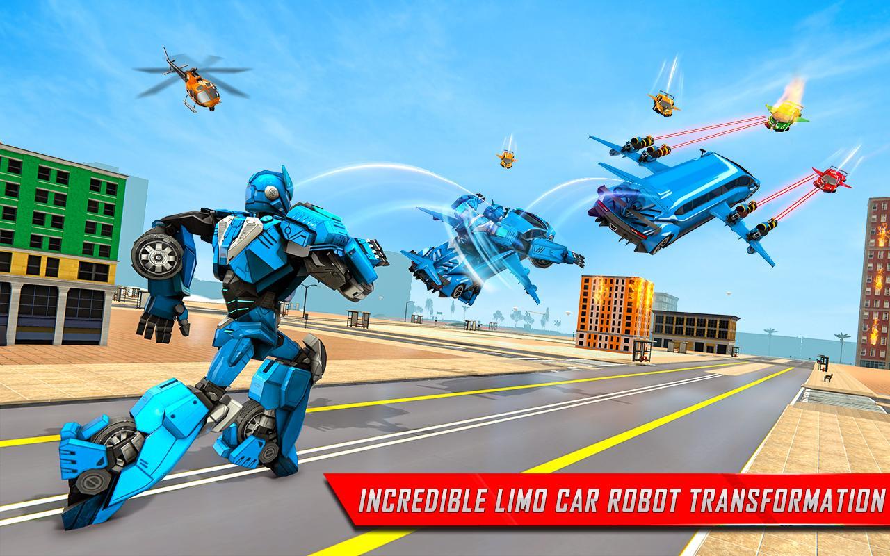 Flying Limo Robot Car Transform: Police Robot Game 1.0.8 Screenshot 13