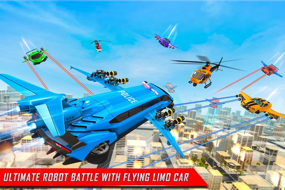 Flying Limo Robot Car Transform: Police Robot Game 1.0.8 Screenshot 5