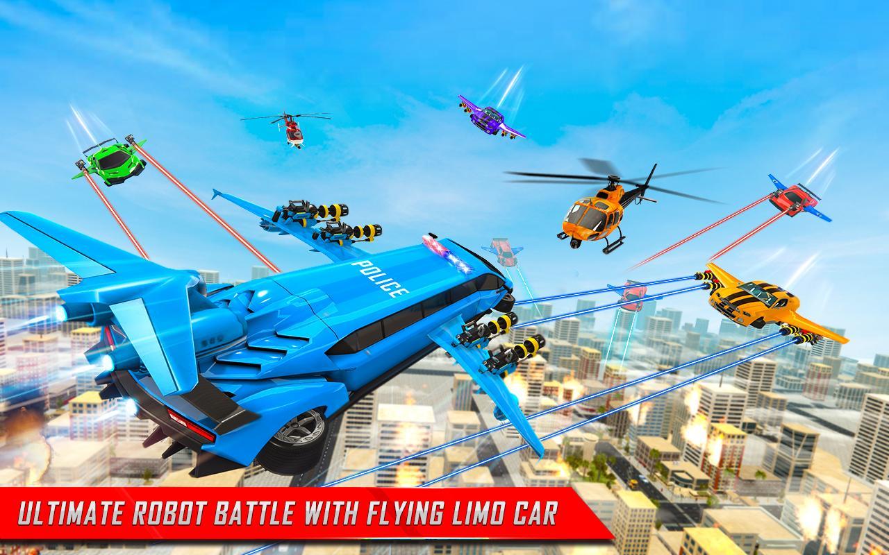 Flying Limo Robot Car Transform: Police Robot Game 1.0.8 Screenshot 6