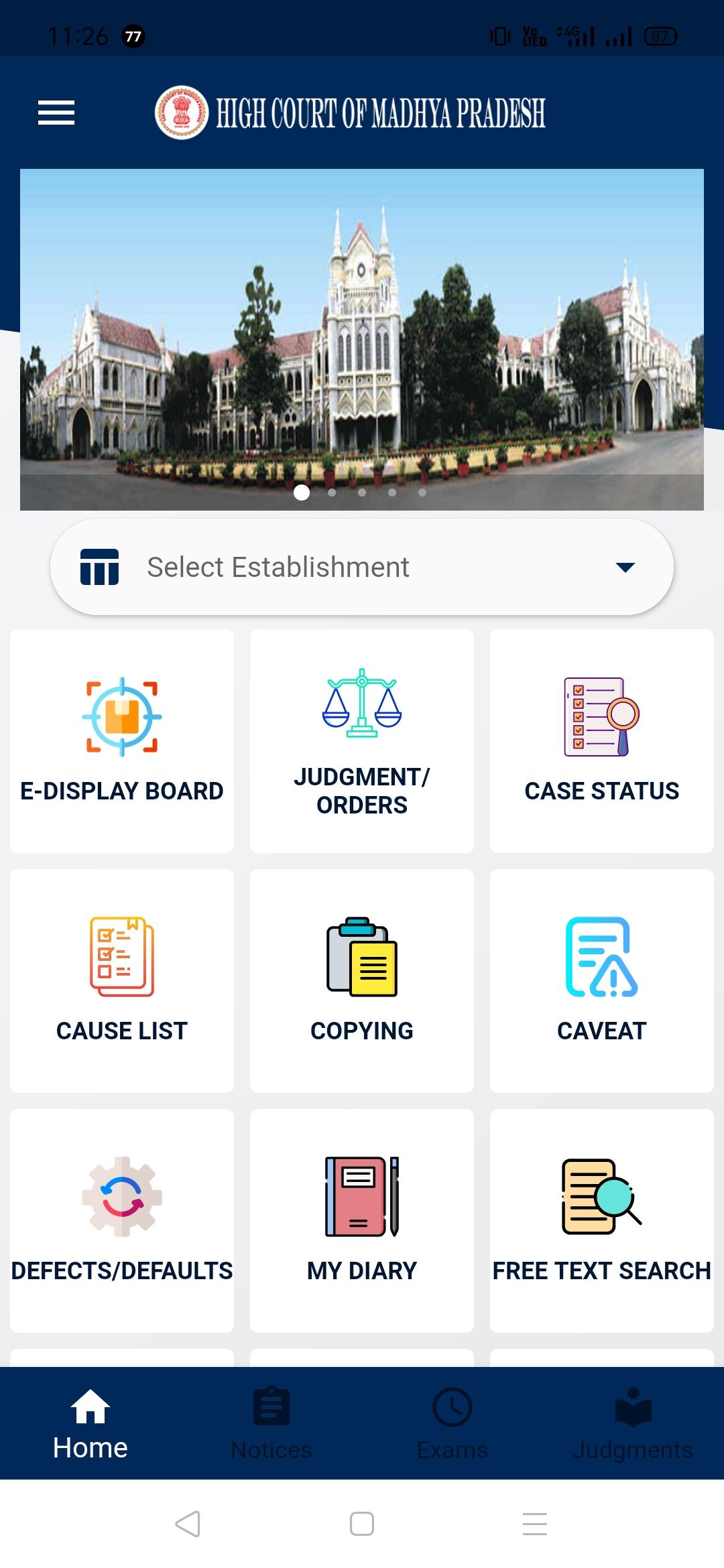 High Court of Madhya Pradesh eServices 1.4.0 Screenshot 1
