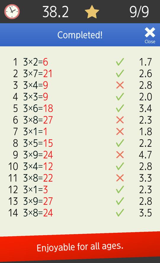 Multiplication table (Math, Brain Training Apps) 1.4.8 Screenshot 12