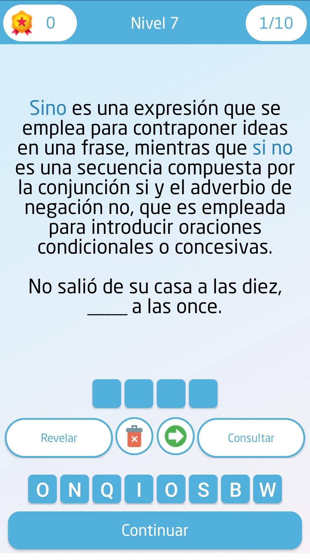 Juego de ortografía y gramática en Español 7 Screenshot 1