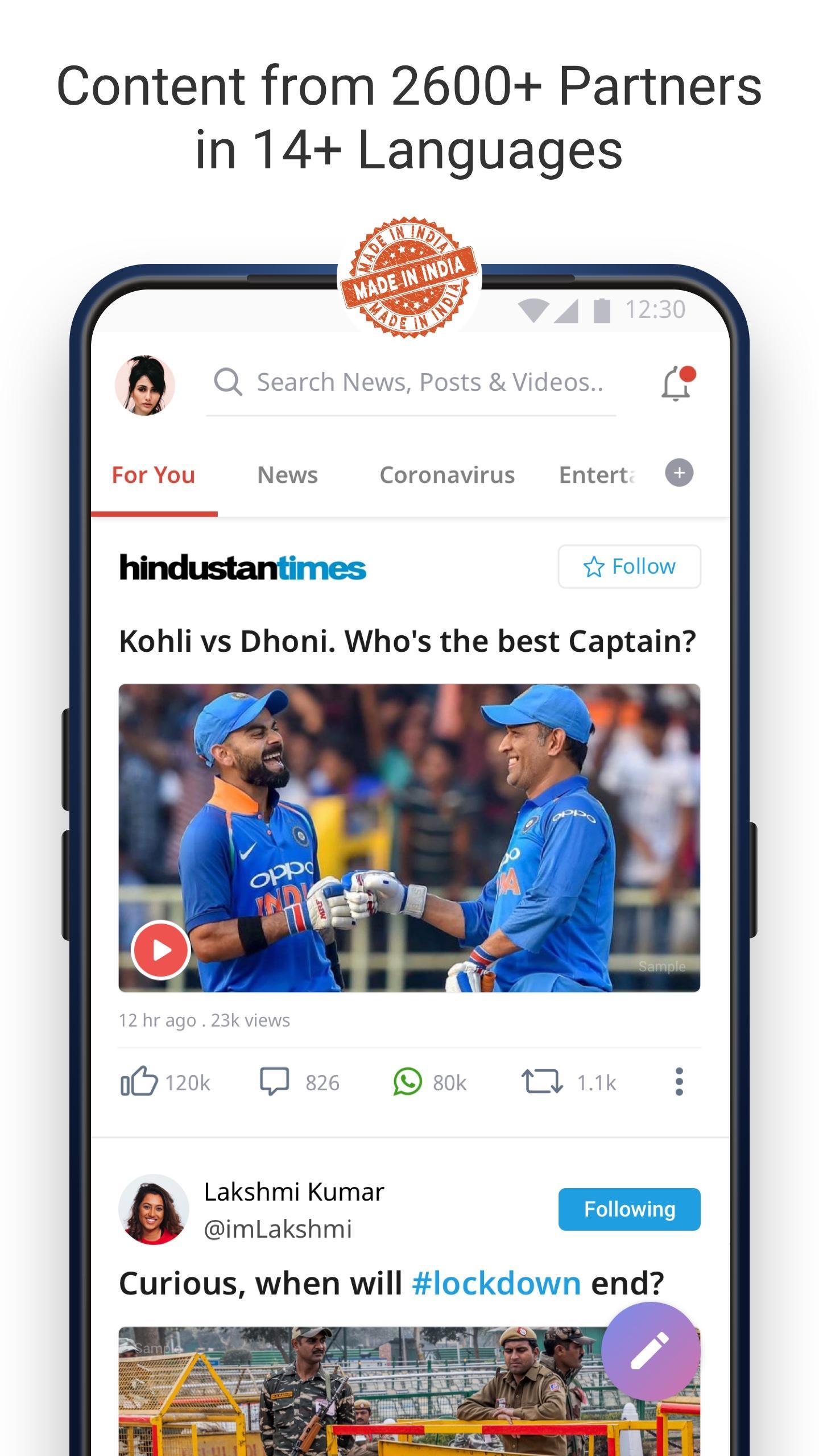Dailyhunt 100% Indian App for News & Videos 16.1.2 Screenshot 2