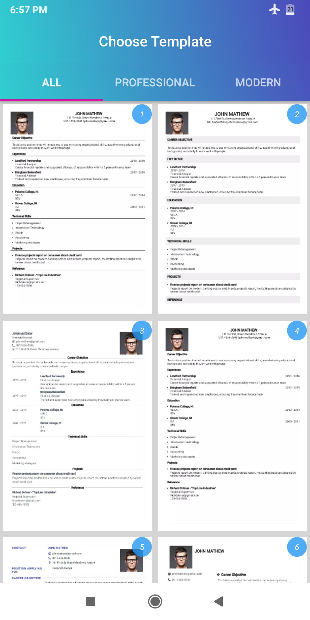 Resume Builder App Free CV maker CV templates 2020 2.11 Screenshot 11