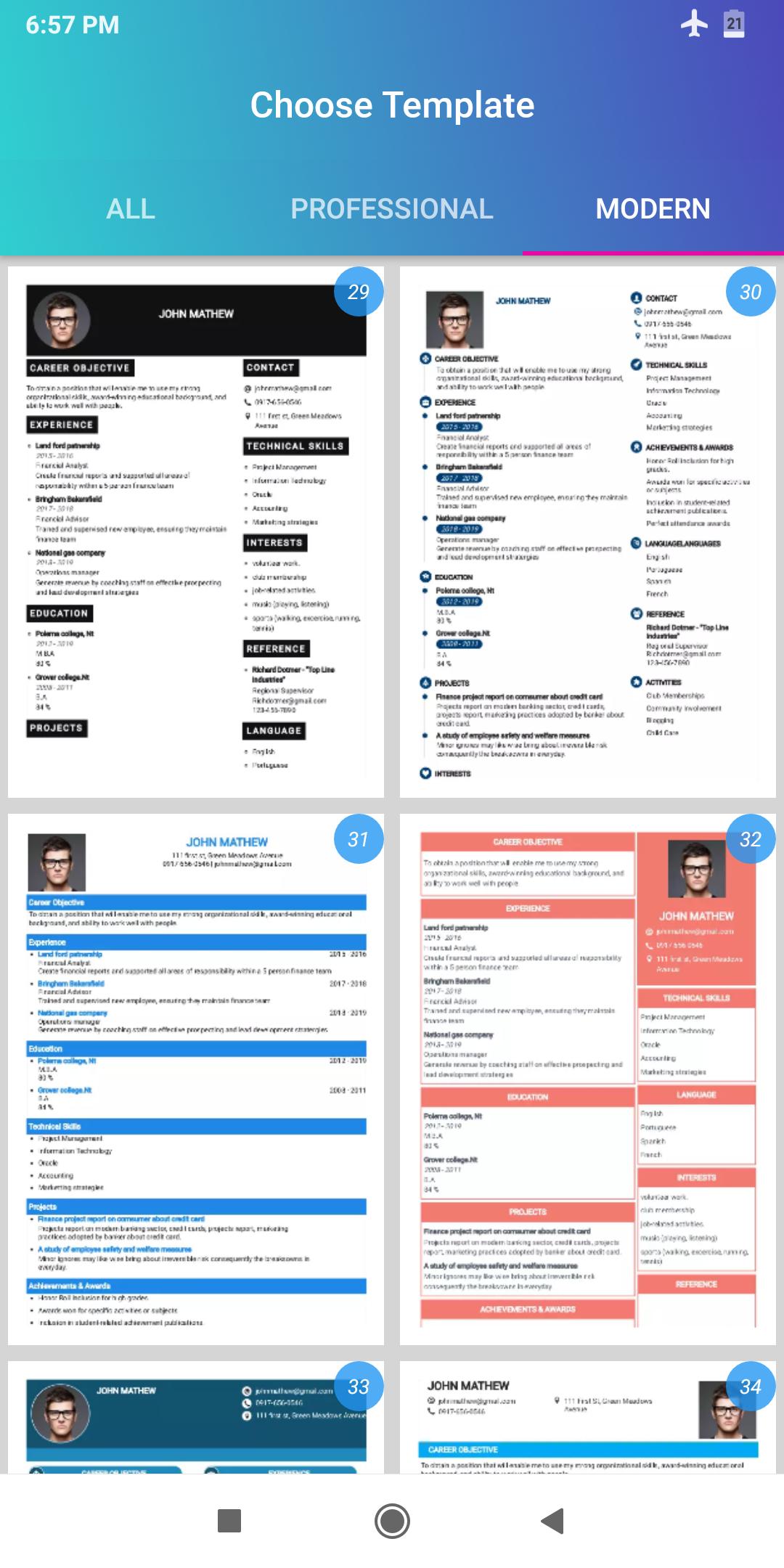 Resume Builder App Free CV maker CV templates 2020 2.11 Screenshot 13