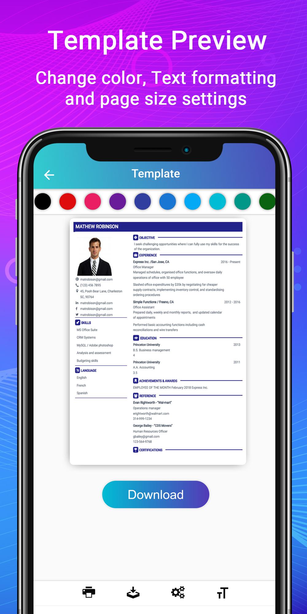 Resume Builder App Free CV maker CV templates 2020 2.11 Screenshot 2