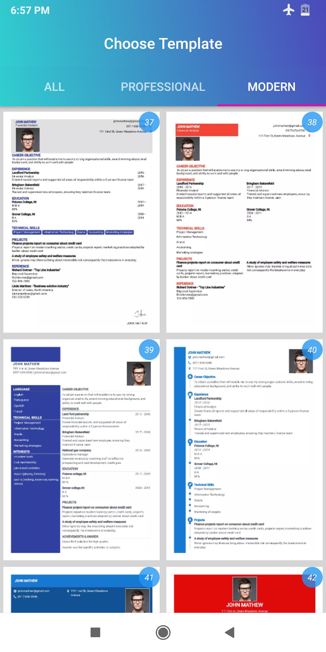 Resume Builder App Free CV maker CV templates 2020 2.11 Screenshot 9