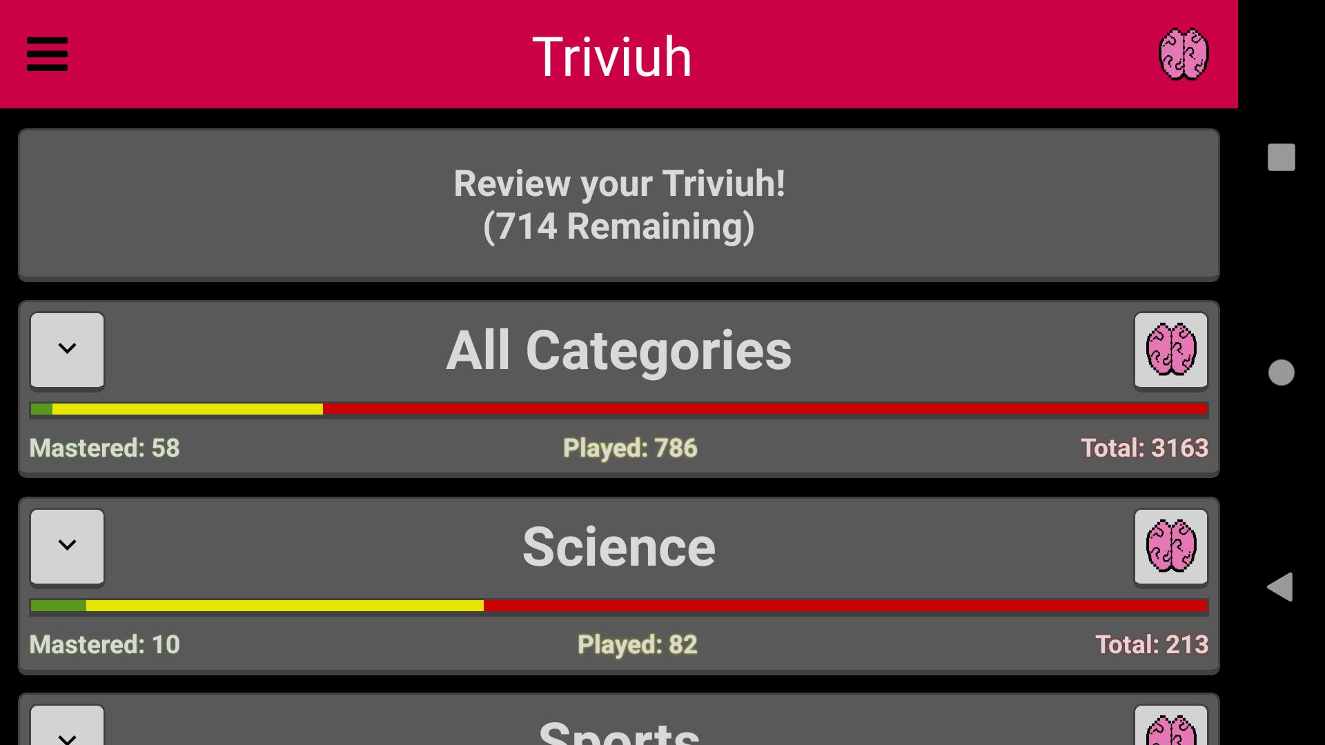 Triviuh Spaced Repetition Trivia App 1.10 Screenshot 6