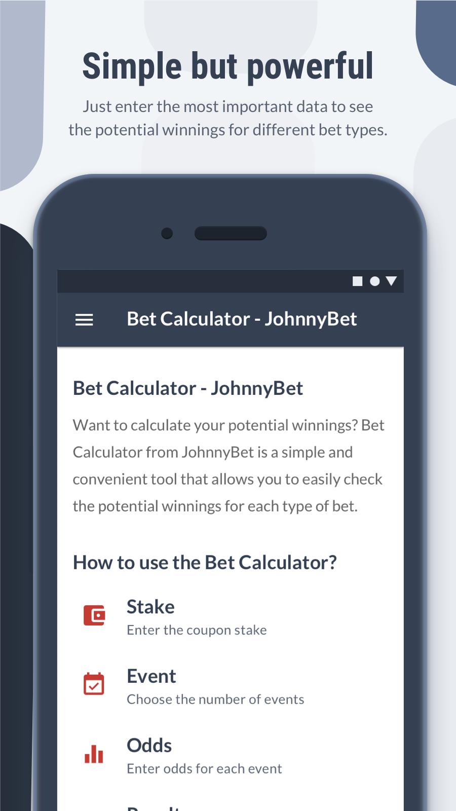 Bet Calculator JohnnyBet 1.0.0 Screenshot 2