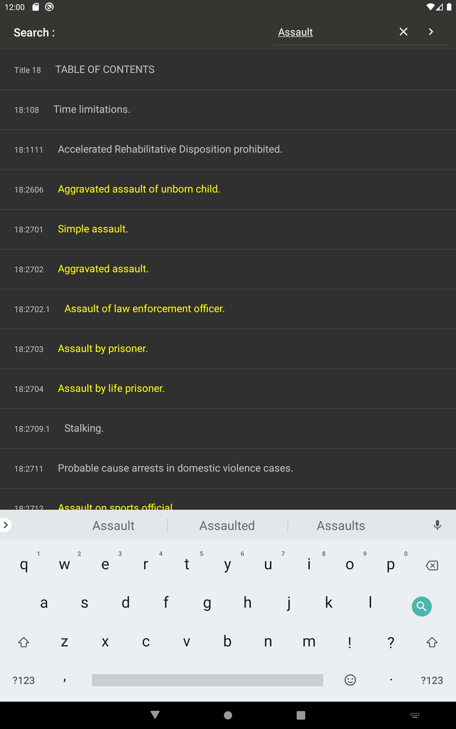 State Statute amp; Federal Law 11.10.0 Screenshot 23