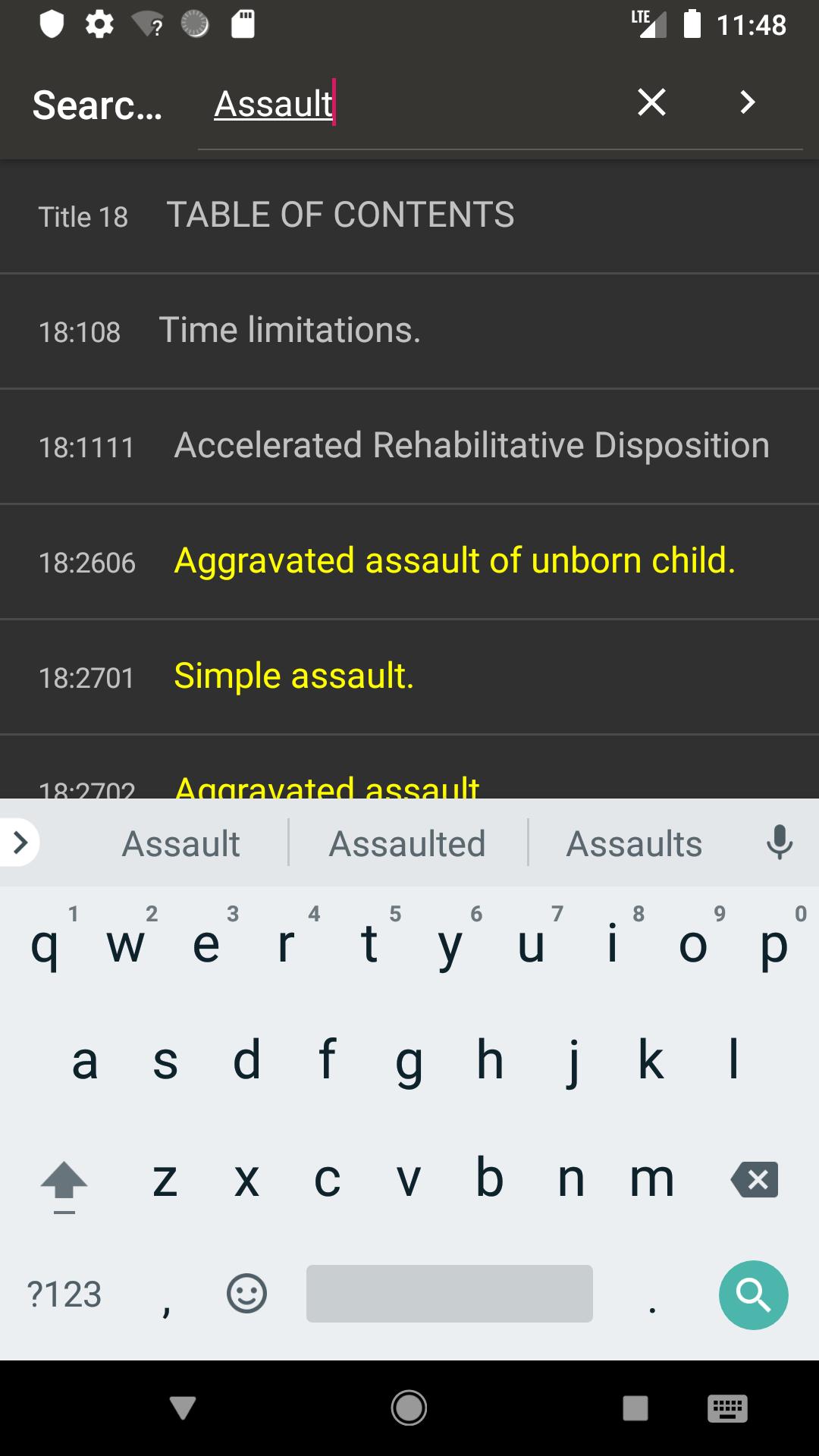 State Statute amp; Federal Law 11.10.0 Screenshot 7