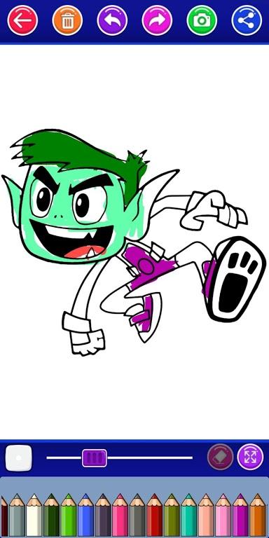 Teen the titans coloring go cartoon game 2.0 Screenshot 3