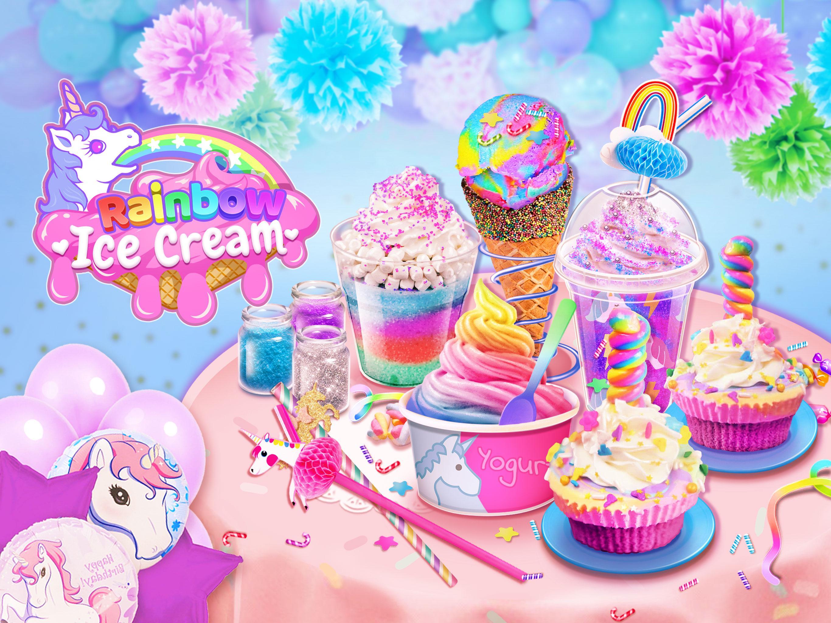 Rainbow Ice Cream - Unicorn Party Food Maker 1.4 Screenshot 1