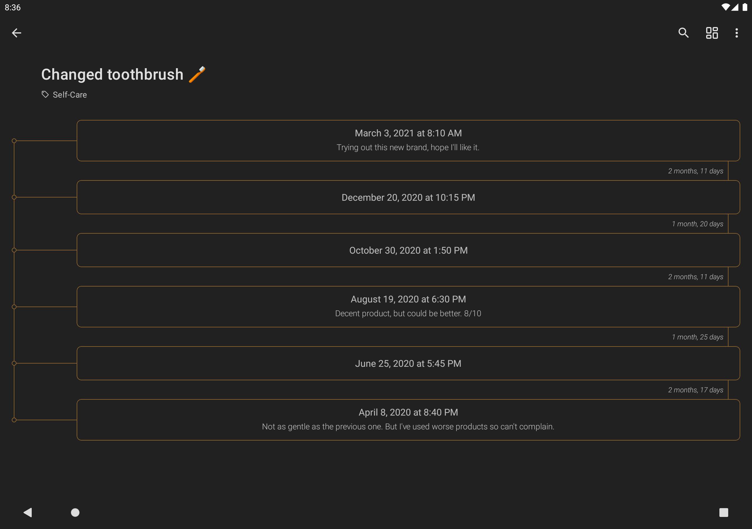 TimeJot Event timeline and last time logger 1.3.0 Screenshot 15