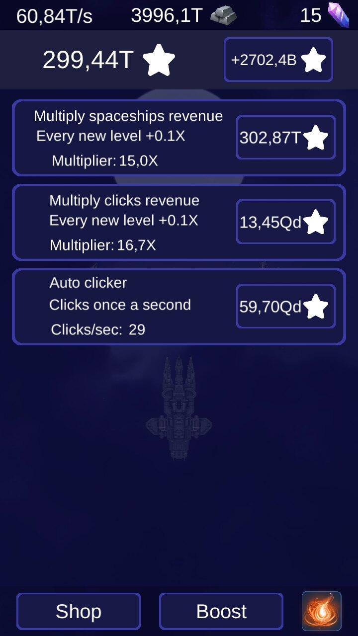 Idle galaxy clicker: spaceship miner tycoon 0.1 Screenshot 2