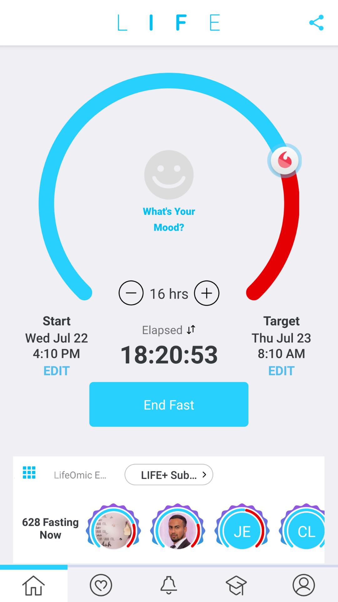LIFE Fasting Tracker | Social Intermittent Fasting 5.1.11 Screenshot 1