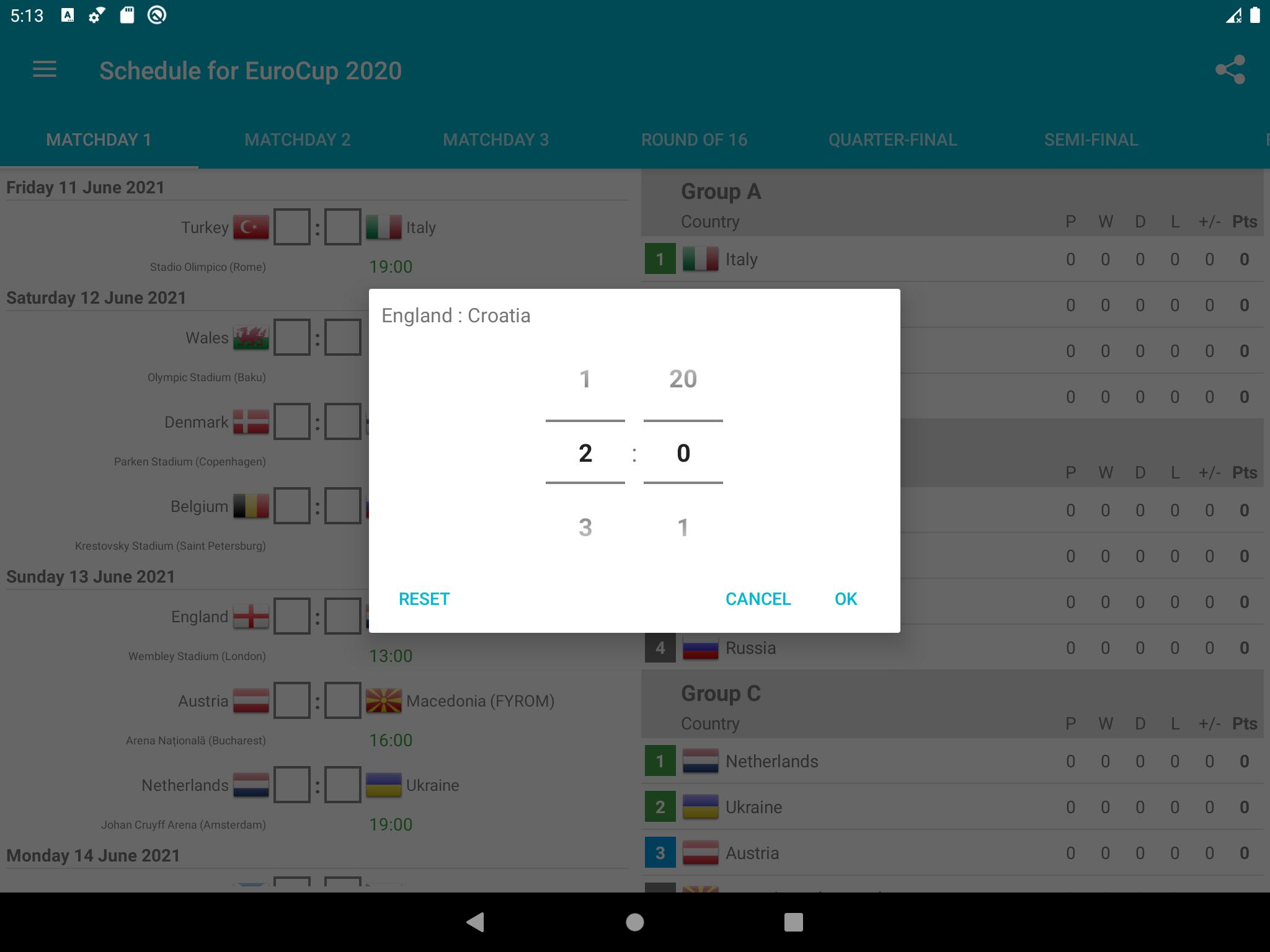 Schedule for EuroCup 2020 (2021) 1.1.7 Screenshot 8