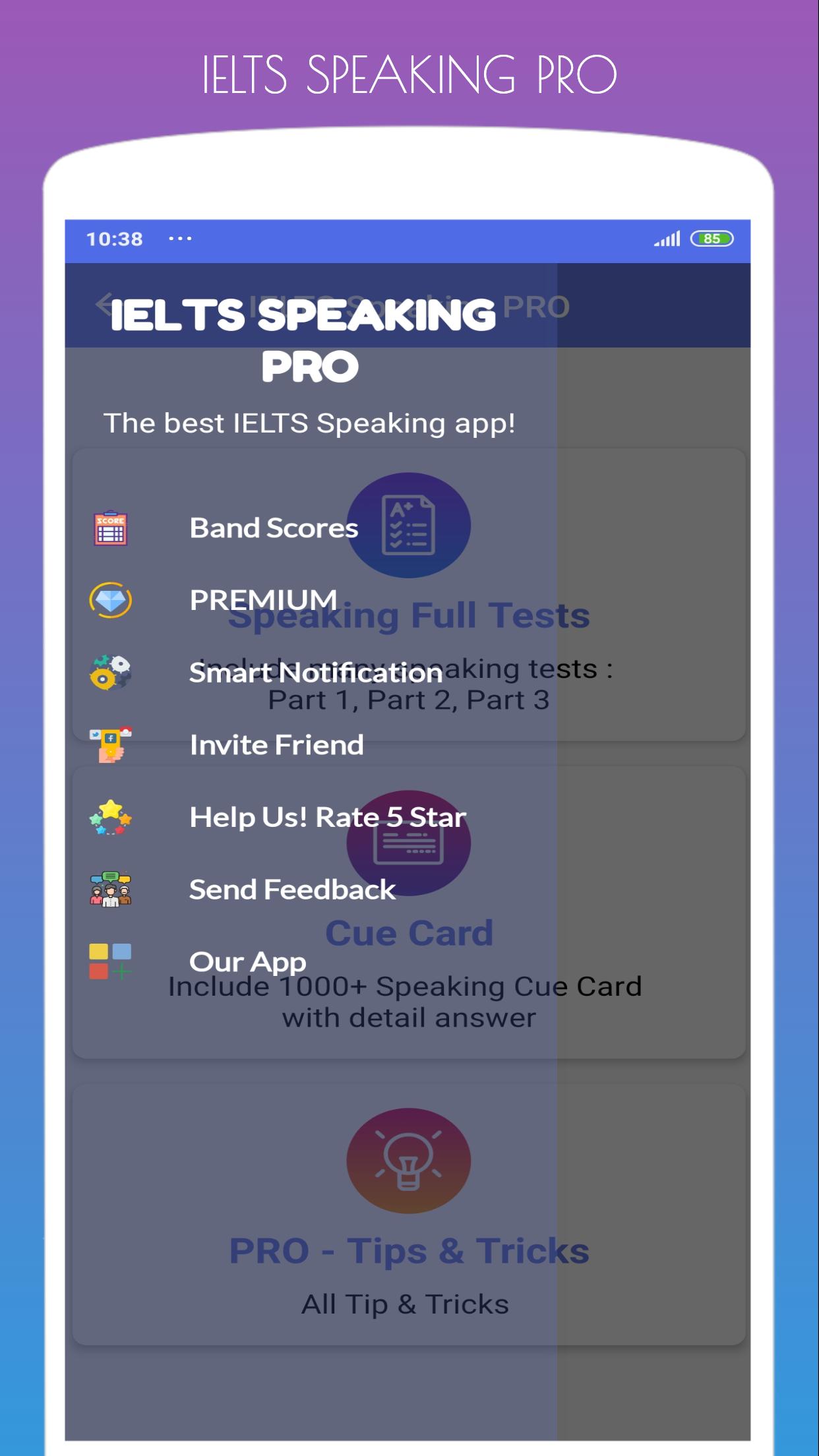 IELTS Speaking PRO : Full Tests & Cue Cards speaking.2.7.6 Screenshot 1