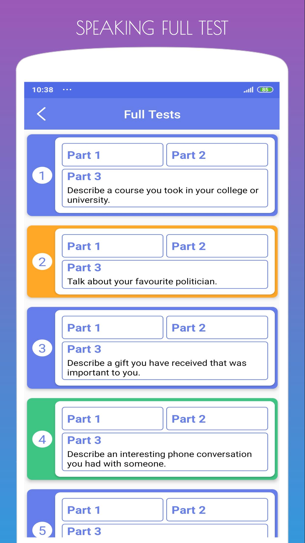 IELTS Speaking PRO : Full Tests & Cue Cards speaking.2.7.6 Screenshot 4