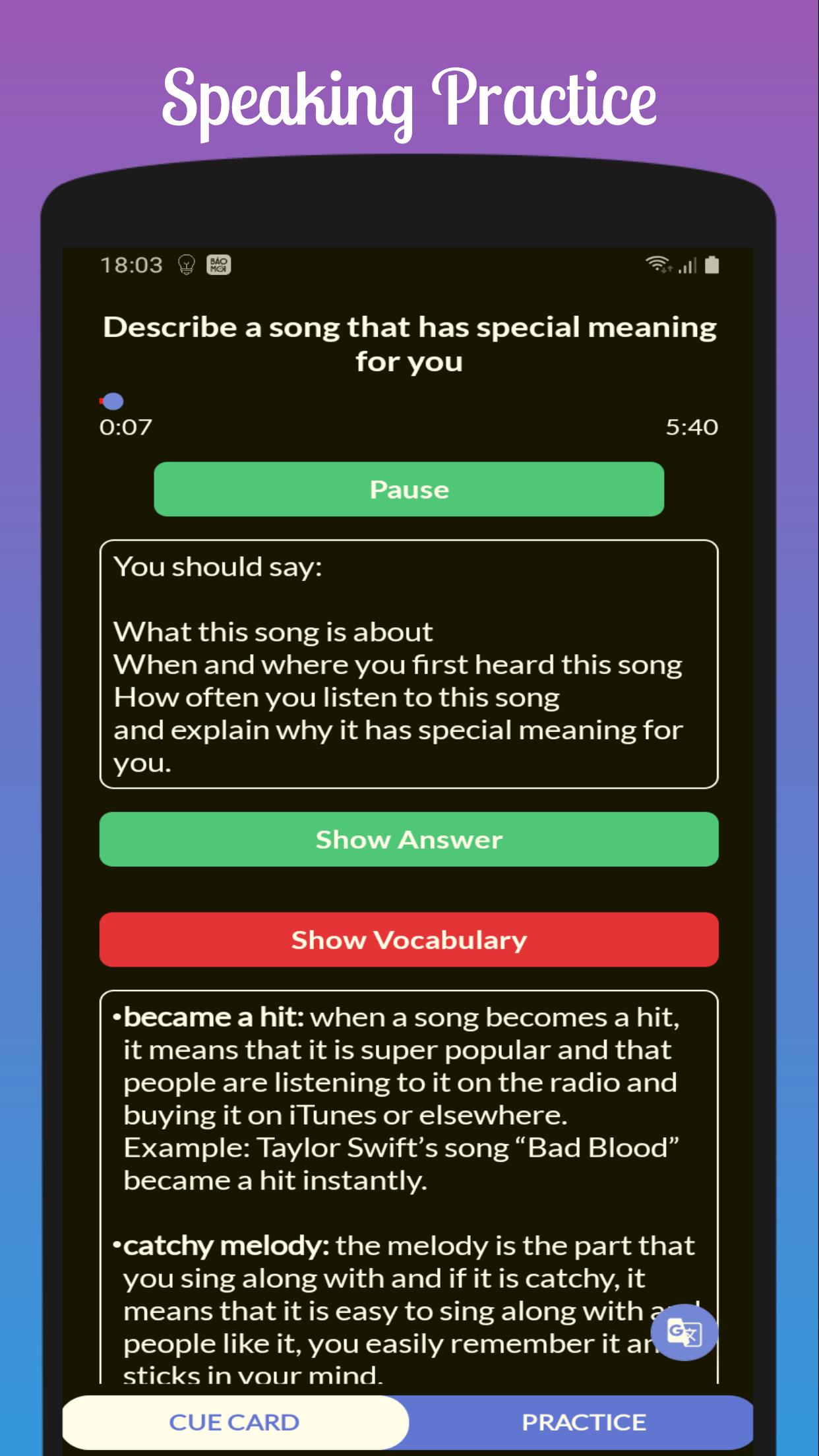 IELTS Speaking PRO : Full Tests & Cue Cards speaking.2.7.6 Screenshot 7