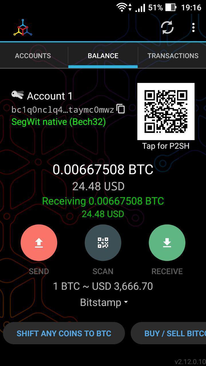 Mycelium Bitcoin Wallet 3.11.0.3 Screenshot 1