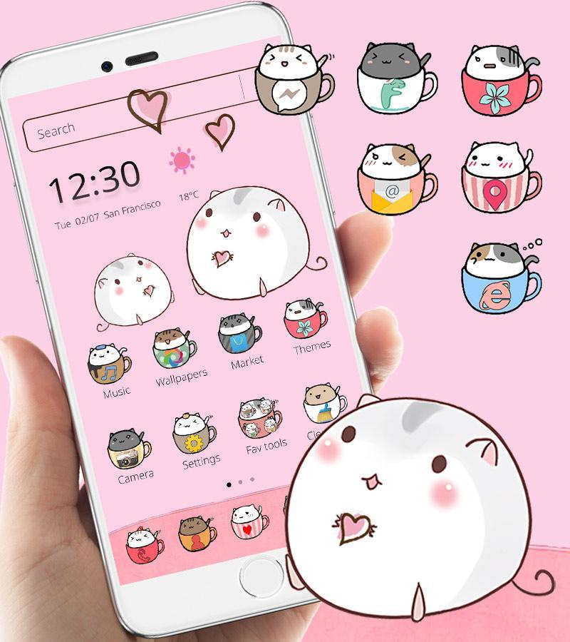 Cute Cup Cat Theme Kitty Wallpaper & icon pack 1.2.1 Screenshot 1