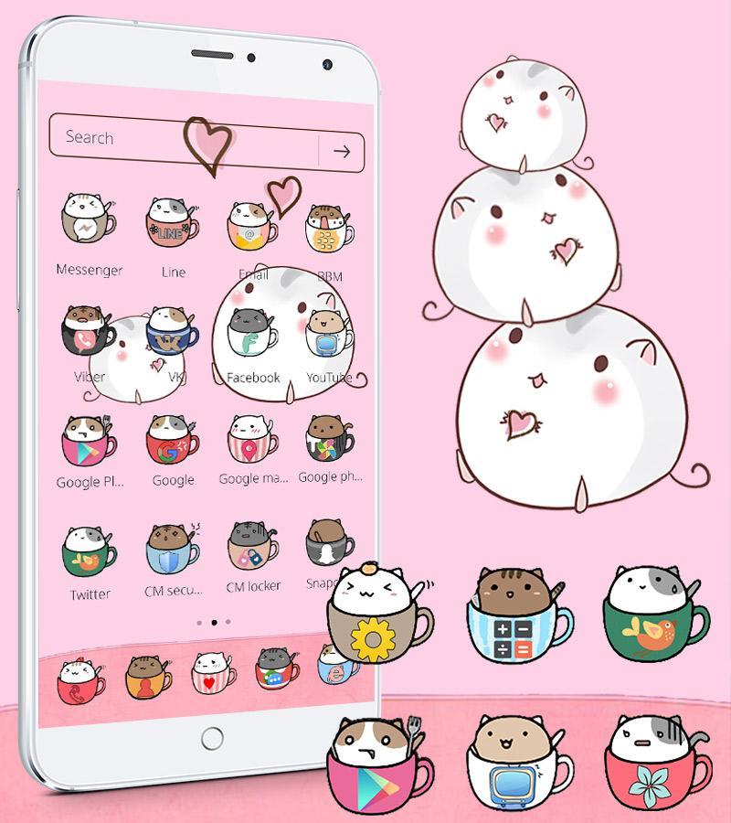 Cute Cup Cat Theme Kitty Wallpaper & icon pack 1.2.1 Screenshot 12