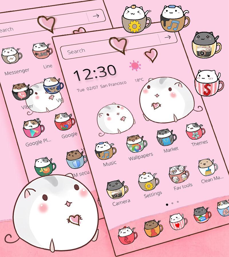 Cute Cup Cat Theme Kitty Wallpaper & icon pack 1.2.1 Screenshot 13
