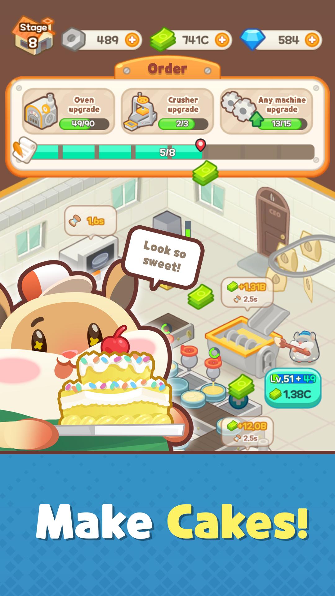 Hamster's Cake Factory - Idle Baking Manager 1.0.2 Screenshot 1