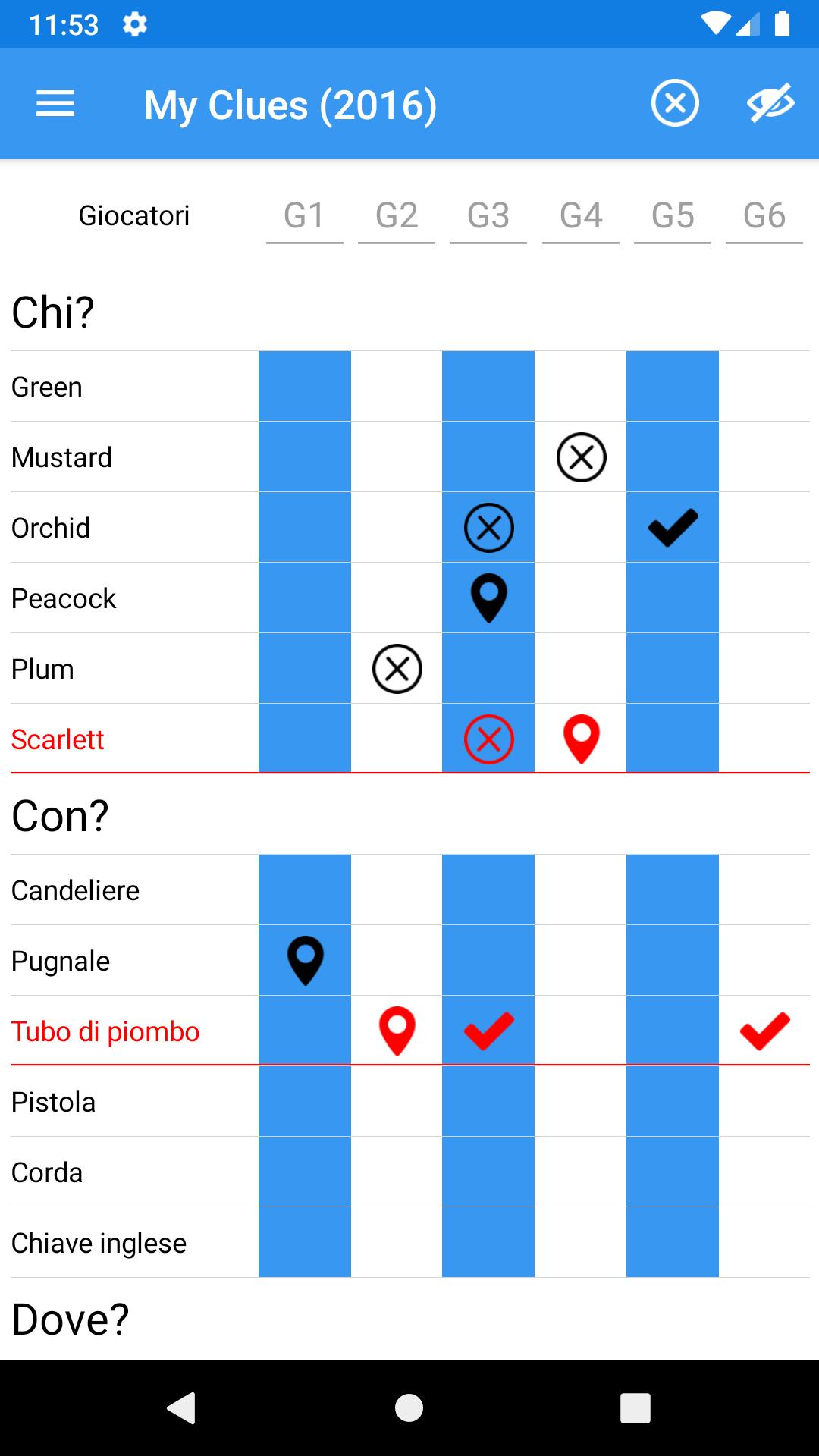 My Clues Cluedo notepad 1.4.1 Screenshot 2