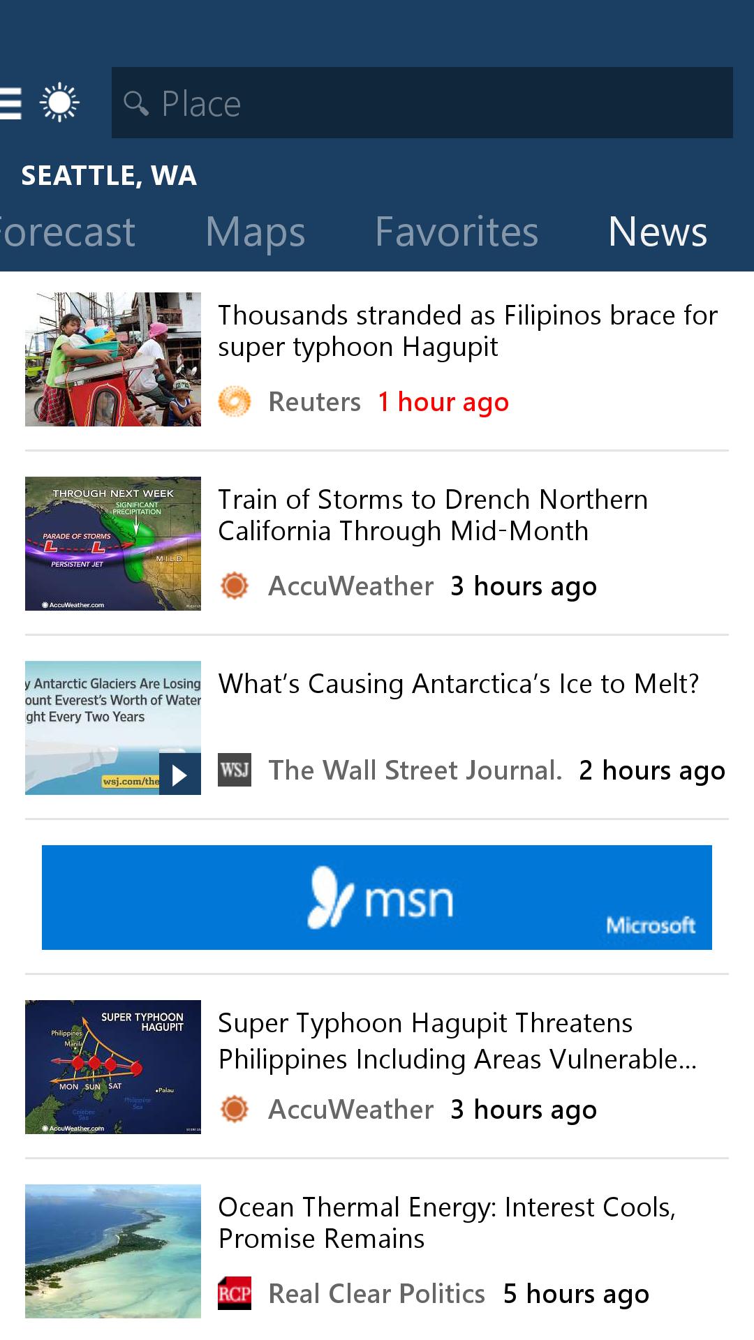 MSN Weather - Forecast & Maps 1.2.0 Screenshot 4