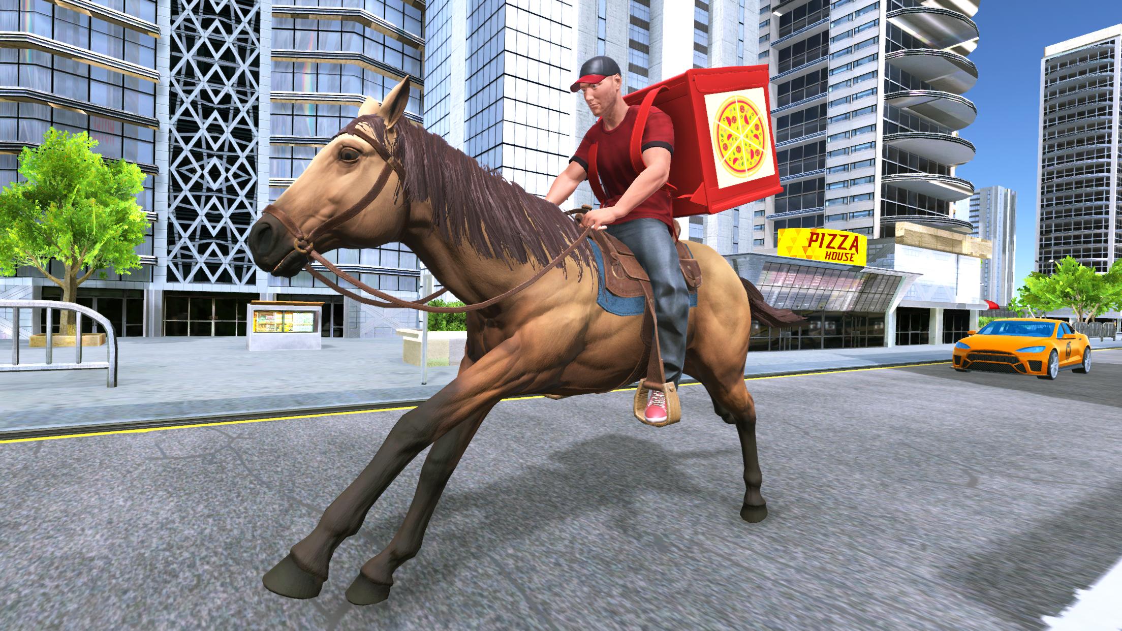 Mounted Horse Pizza Delivery Fast Food games 1.0 Screenshot 2