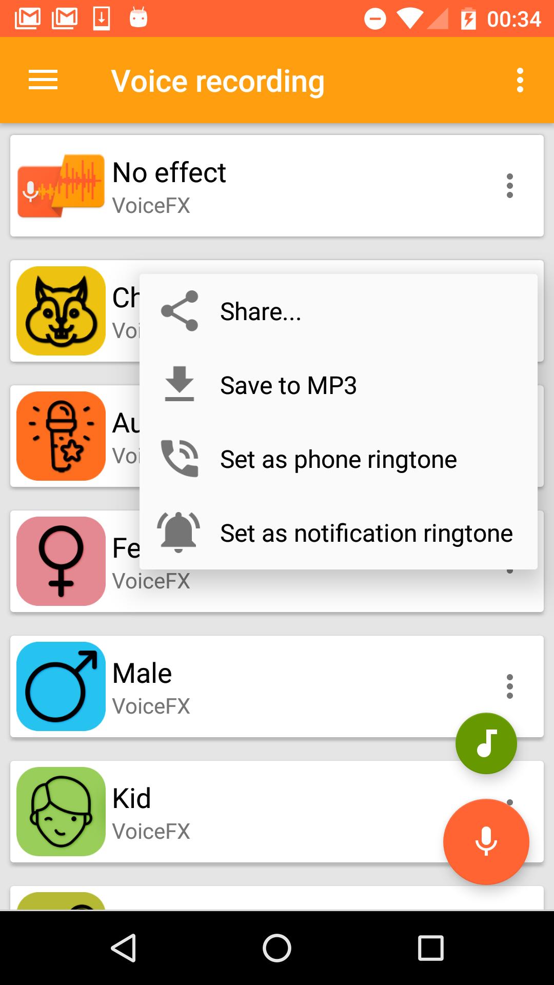 VoiceFX Voice Changer with voice effects 1.1.8-google Screenshot 3