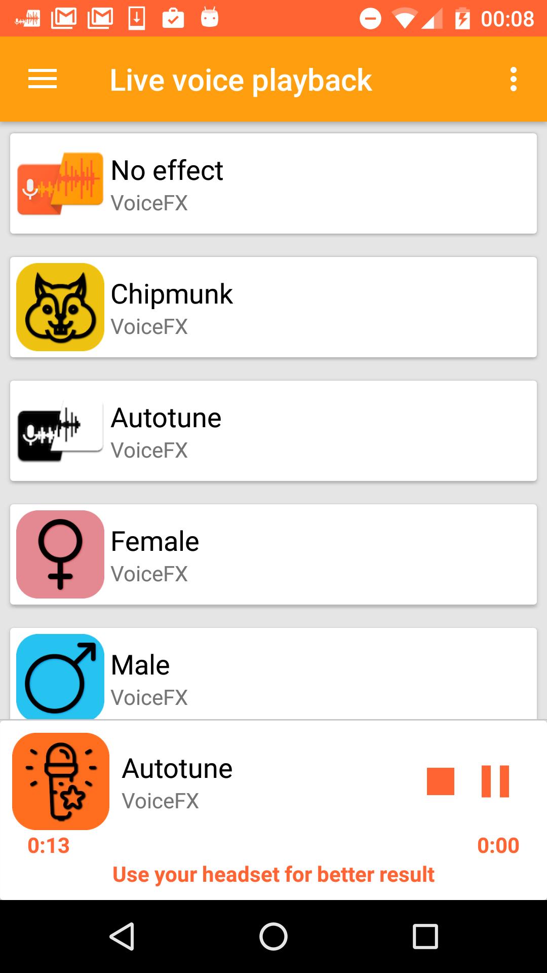 VoiceFX Voice Changer with voice effects 1.1.8-google Screenshot 5