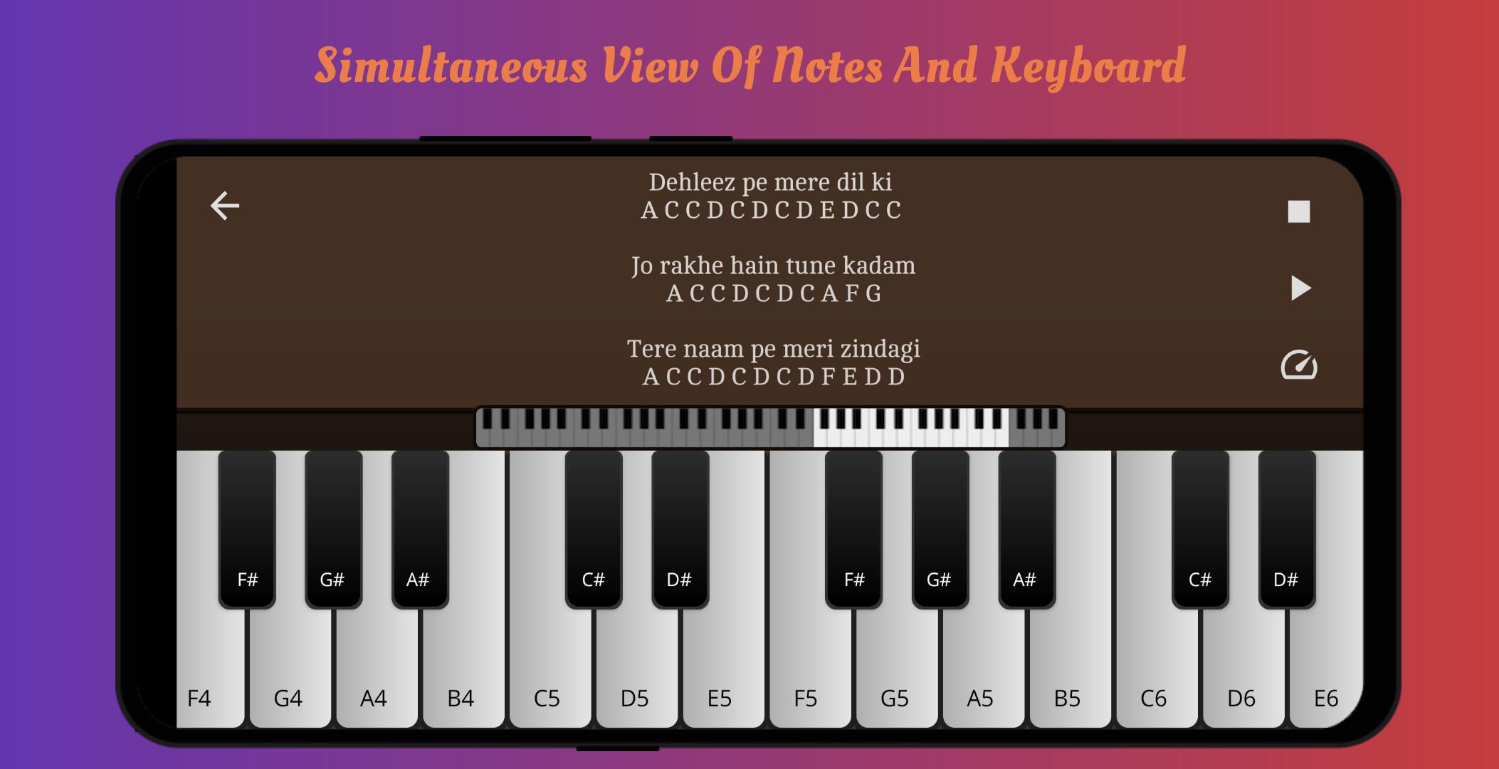 Play Piano Piano Notes | Keyboard | Hindi Songs 4.6.1 Screenshot 1