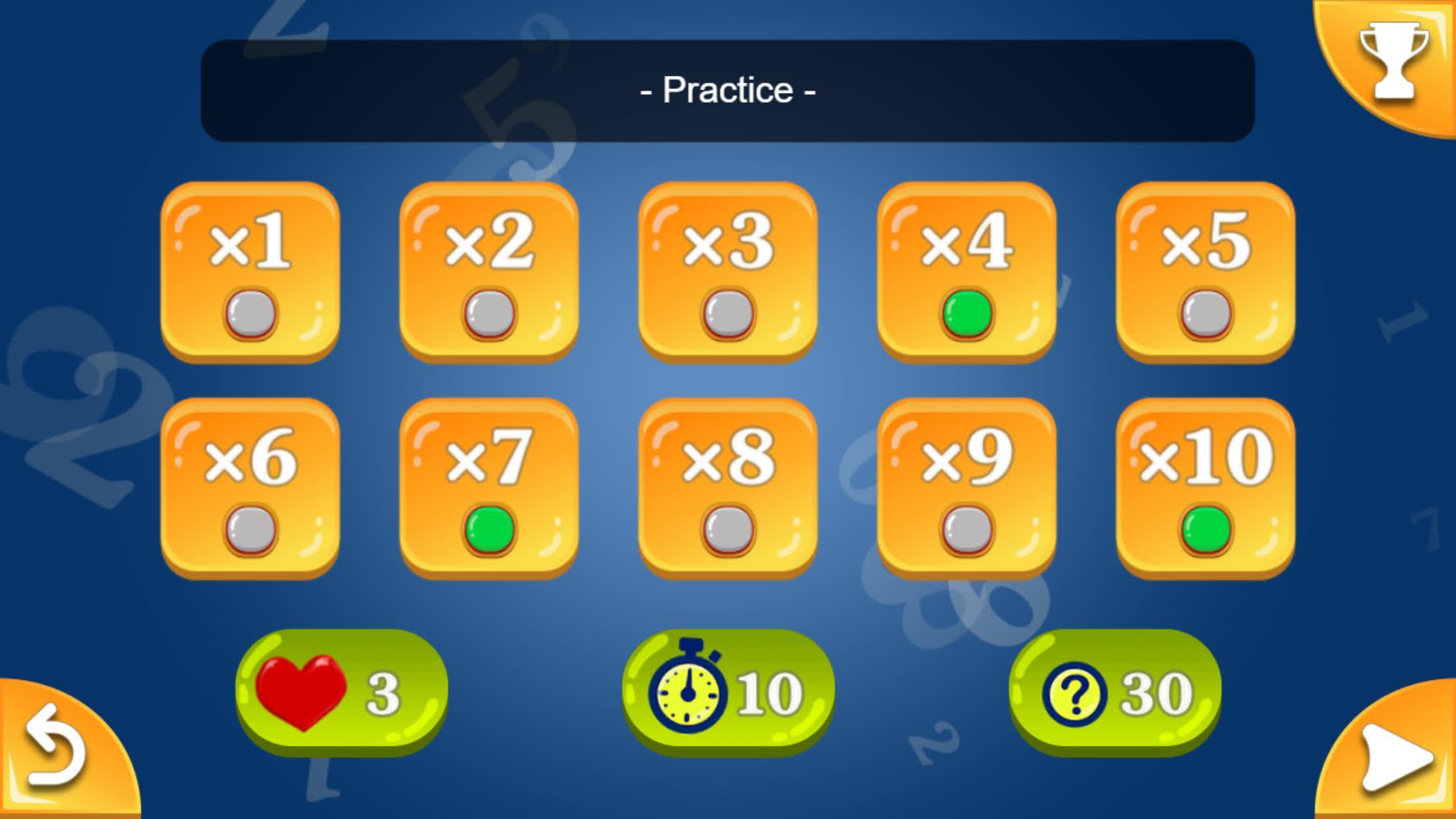 Multiplication and Division Tables. Training. 2.1.3 Screenshot 3