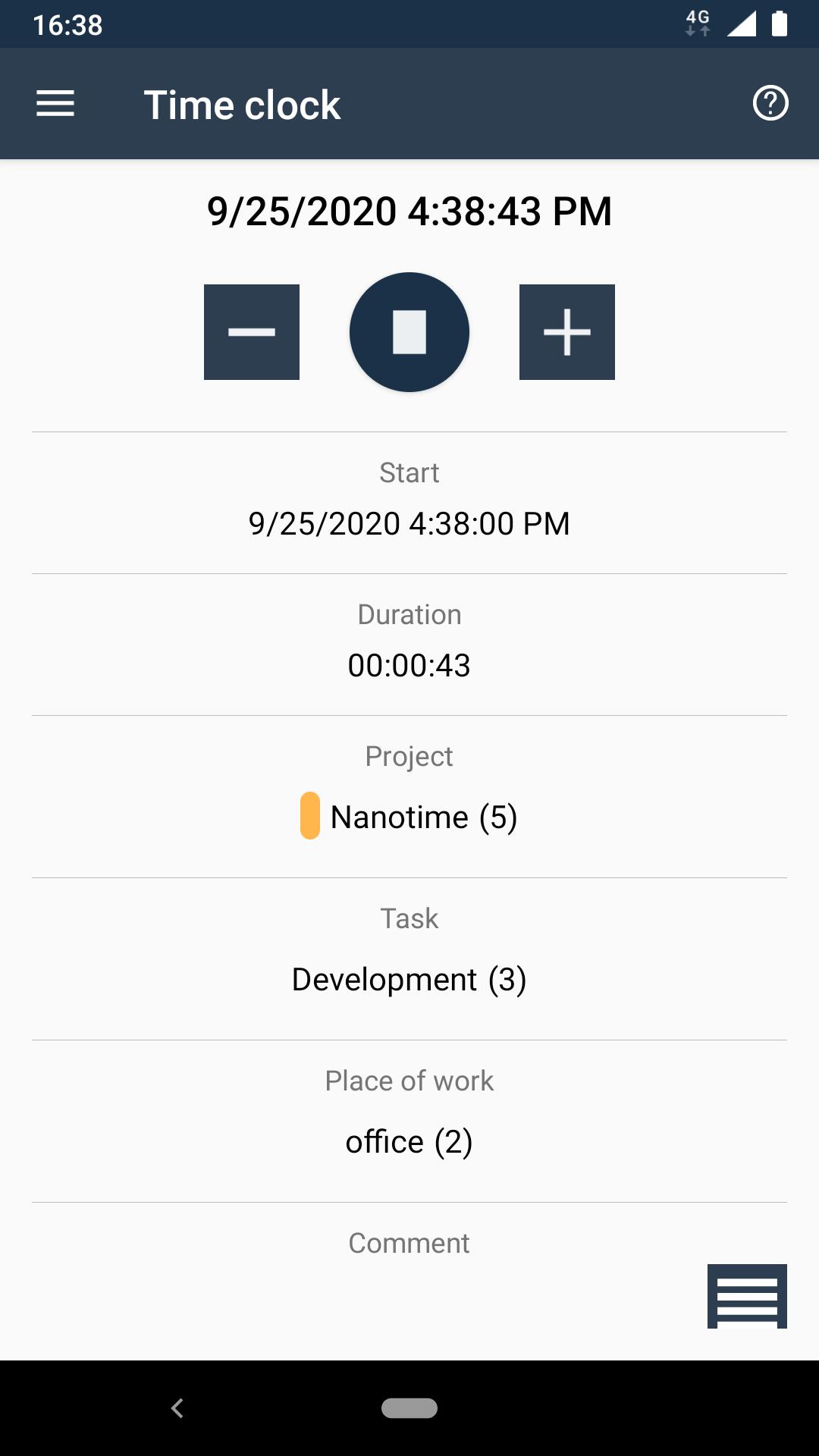 Nanotime Time tracker 2.2.0 Screenshot 2