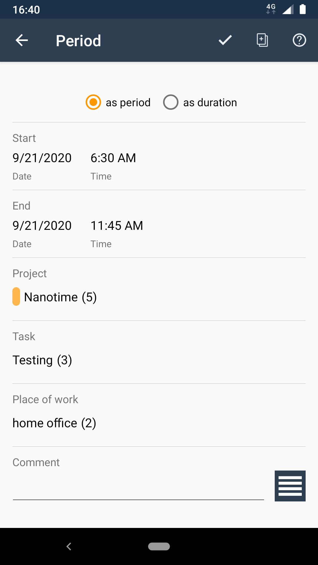 Nanotime Time tracker 2.2.0 Screenshot 4