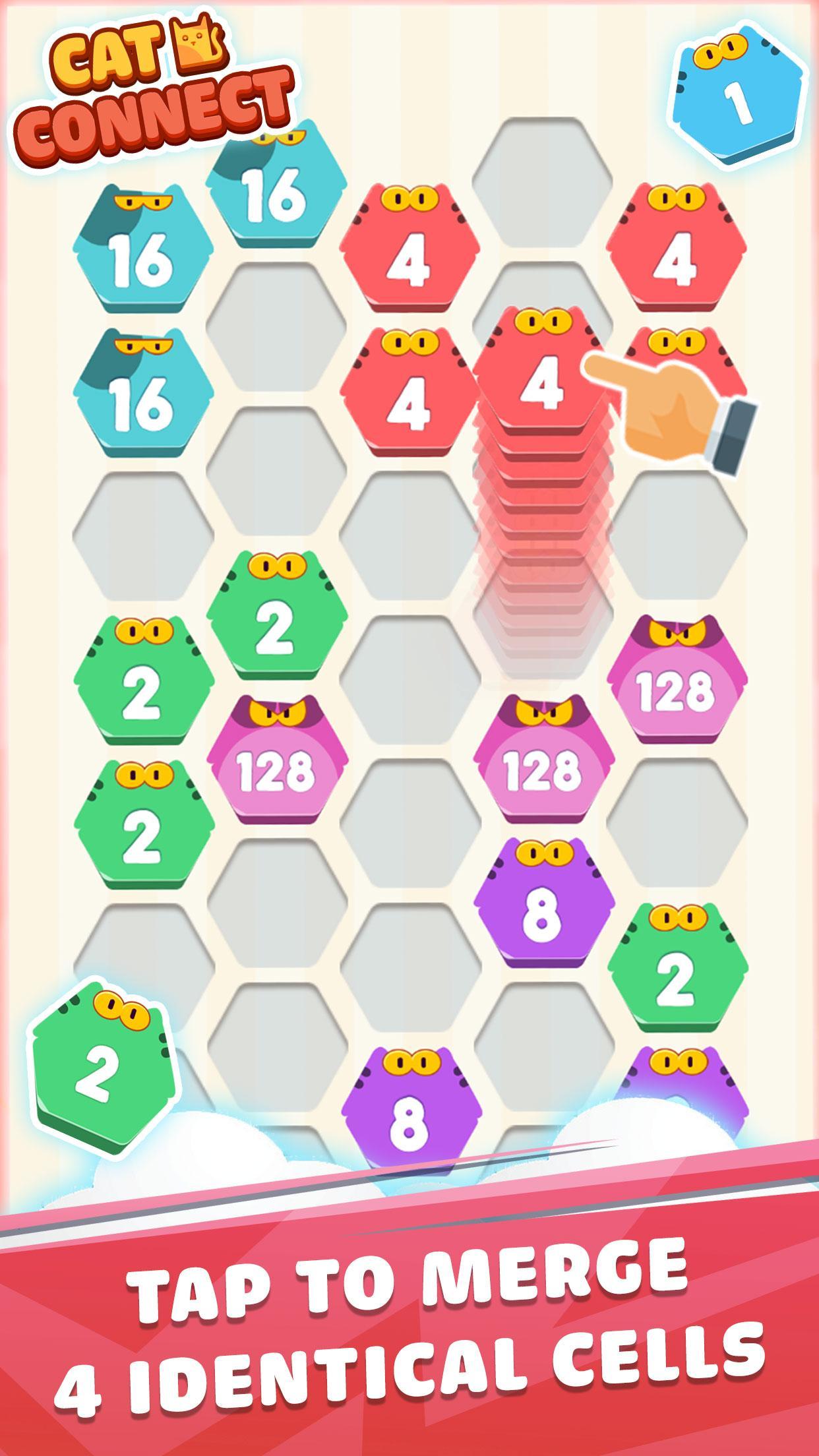 Cat Cell Connect - Merge Number Hexa Blocks 1.1.2 Screenshot 1