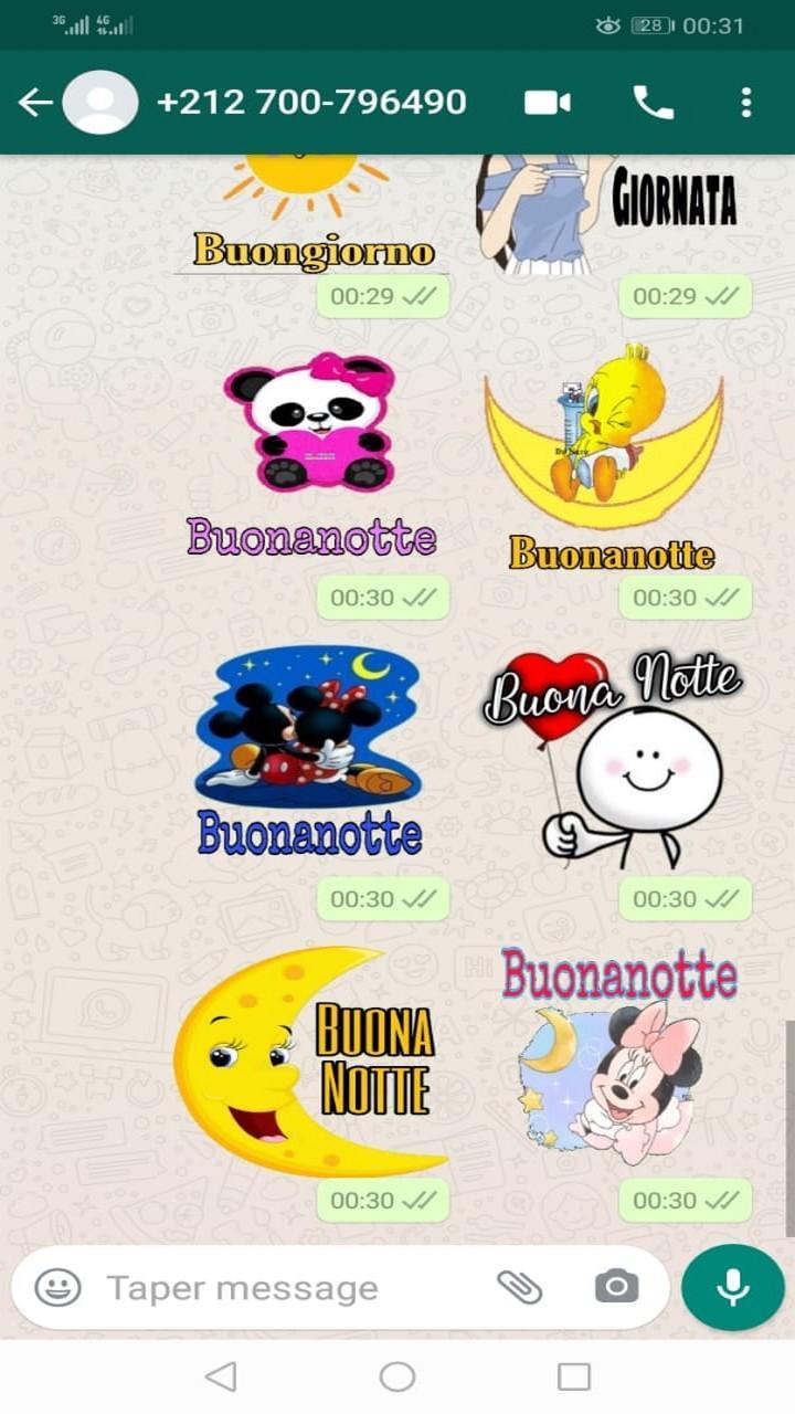 Stickers del buongiorno e buonanotte WAStickerApps 2.0 Screenshot 3