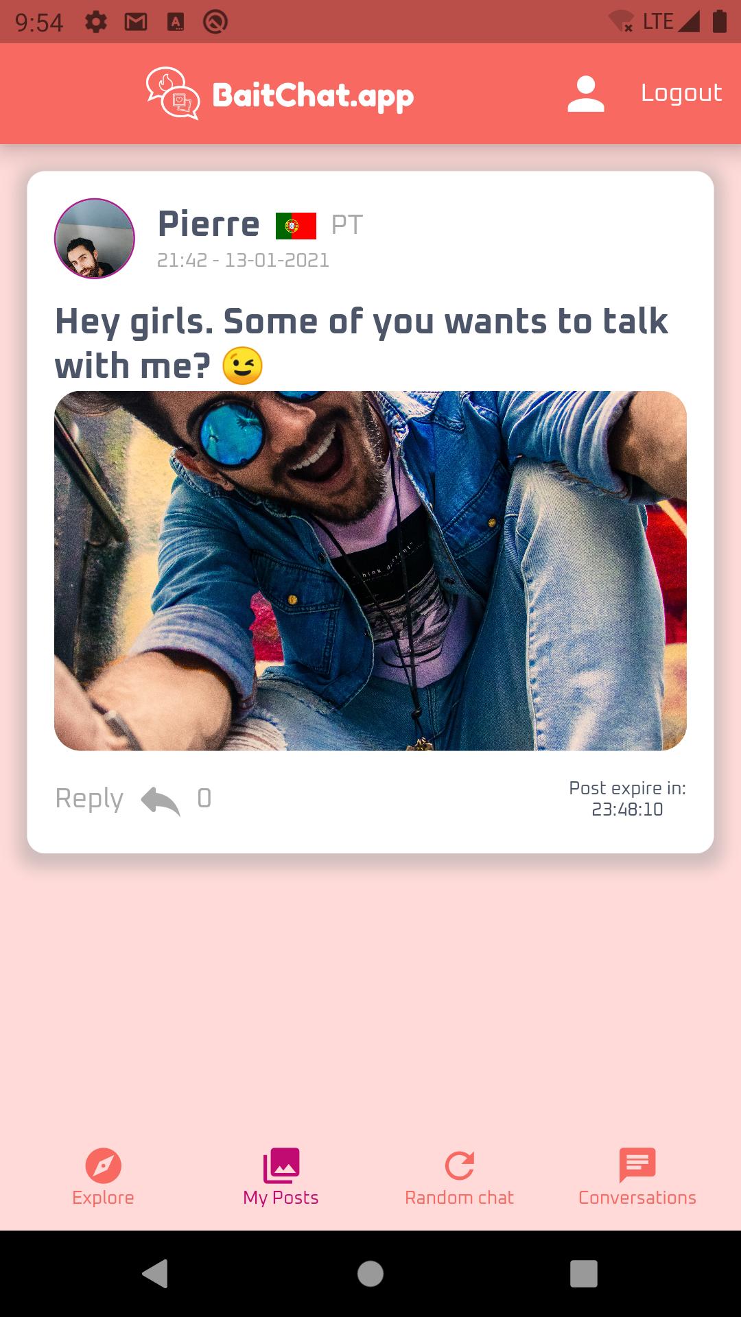 BaitChat Take a photo & random chat strangers 1.0.4 Screenshot 10