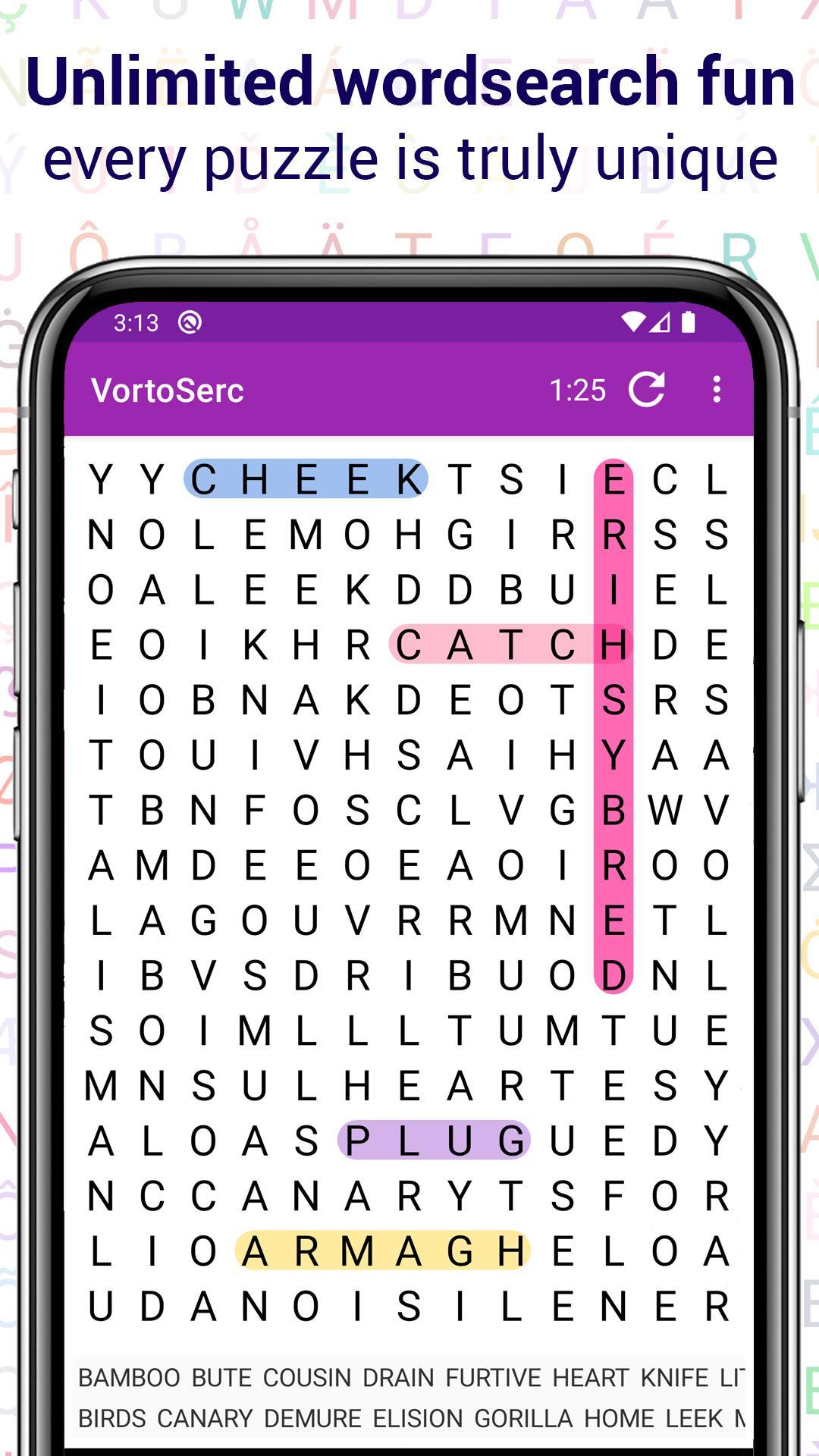 Vortoserc word search puzzle 2.3.5 Screenshot 1