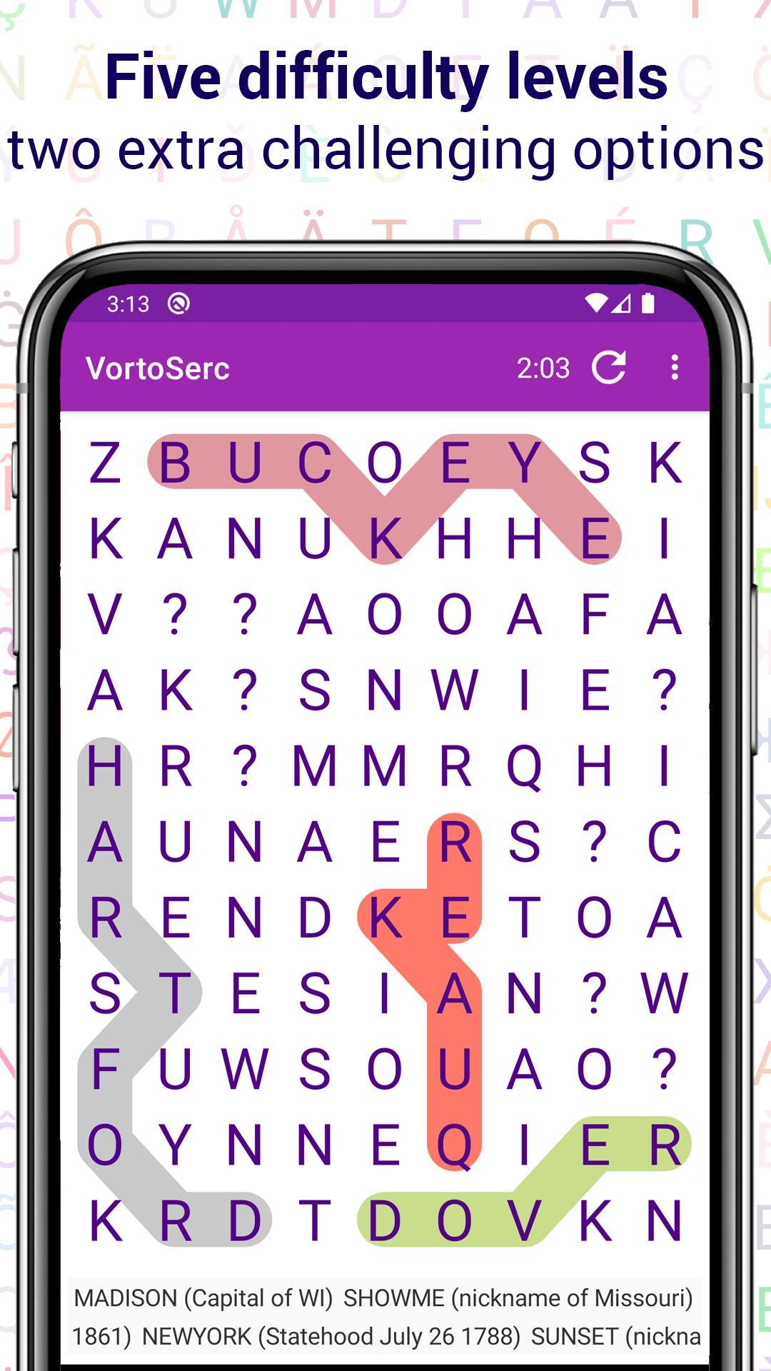 Vortoserc word search puzzle 2.3.5 Screenshot 4