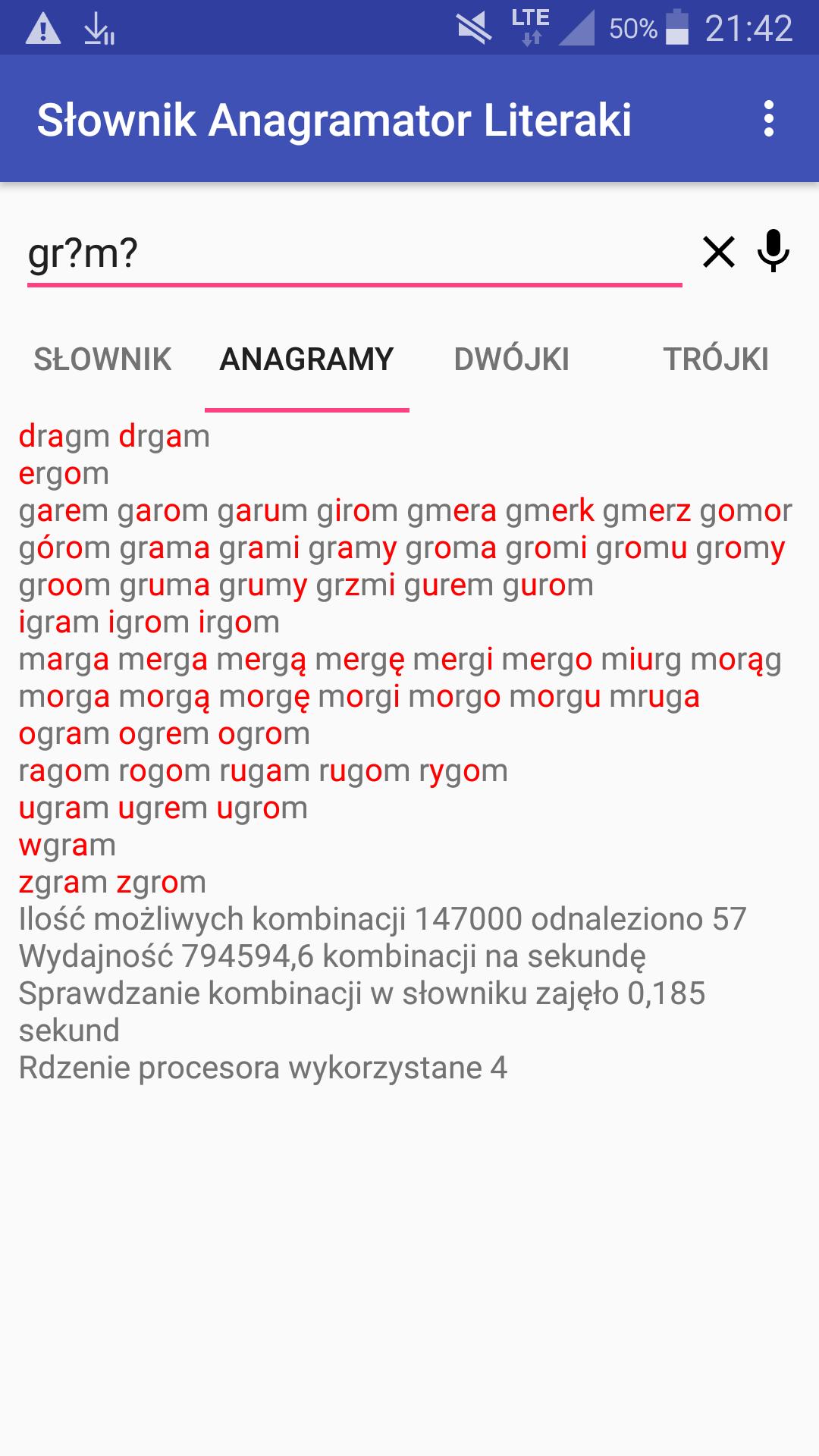 Słownik Anagramator Literaki 4.5 Screenshot 2