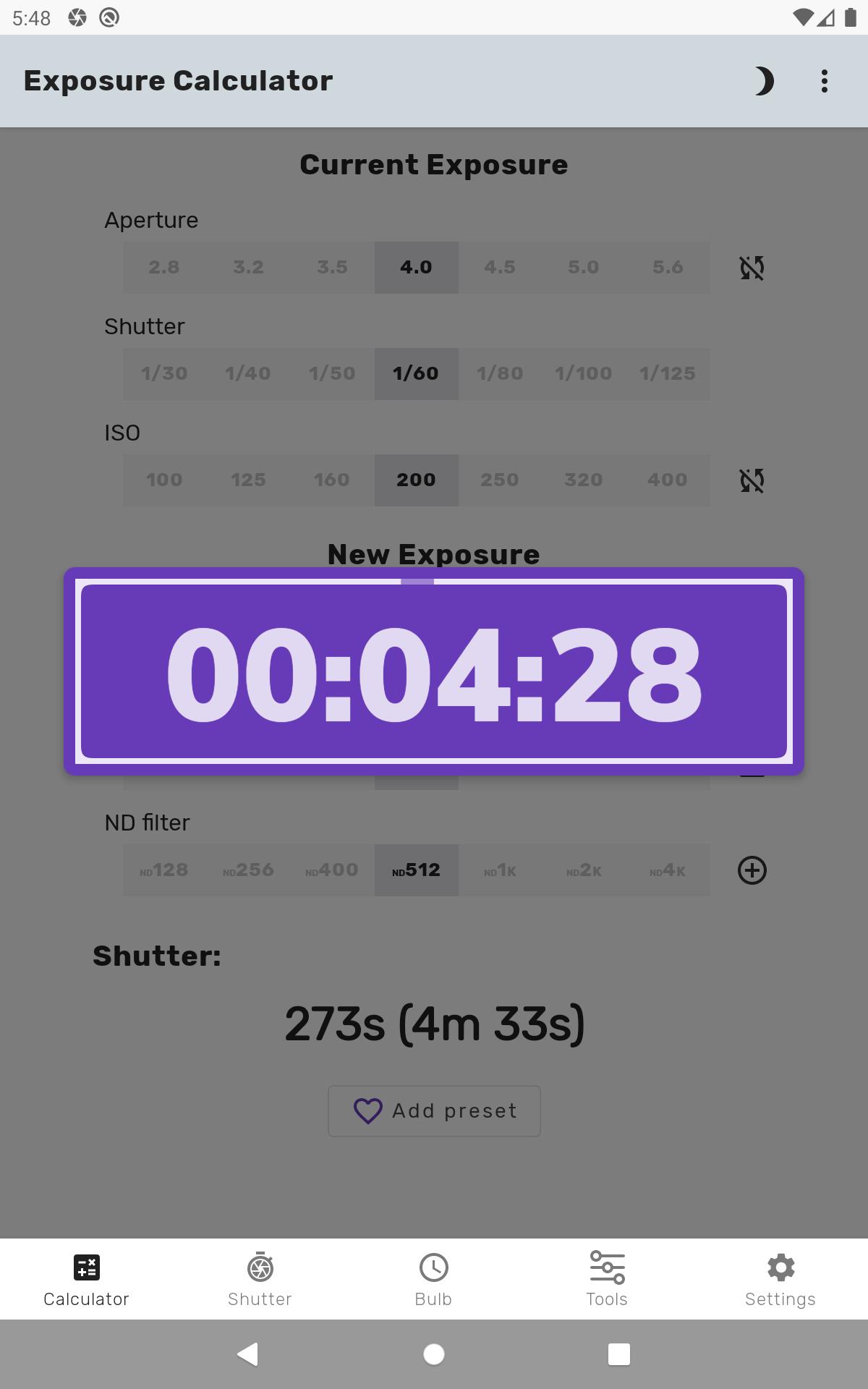 Exposure Calculator 5.3.4 Screenshot 14