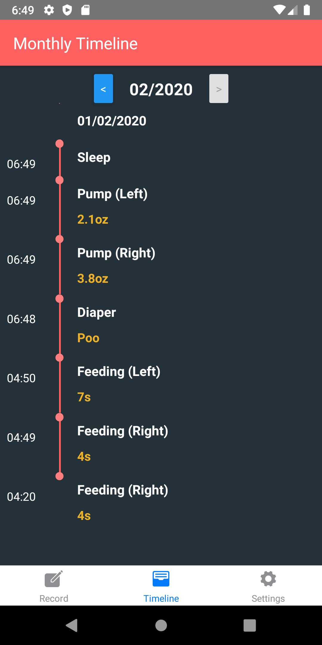 Baby Feeding Logger 1.3.7 Screenshot 7