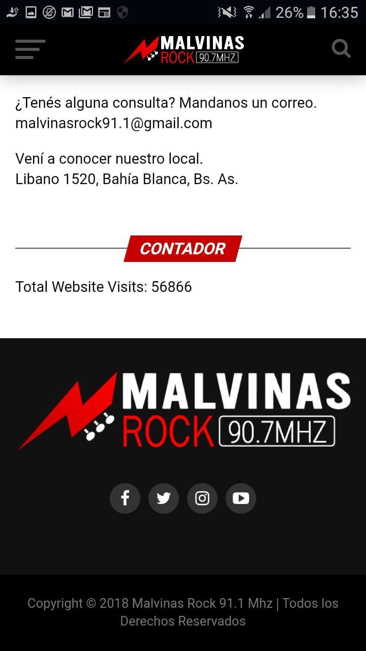 Malvinas Rock 90.7 Web 1.0 Screenshot 4