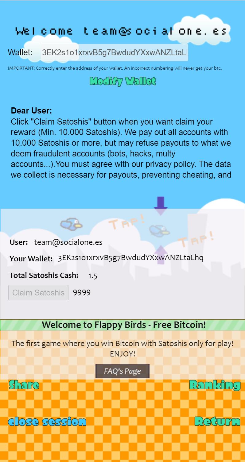 Flappy Bitcoin Free First Bitcoin Game 3.0.0.0 Screenshot 3