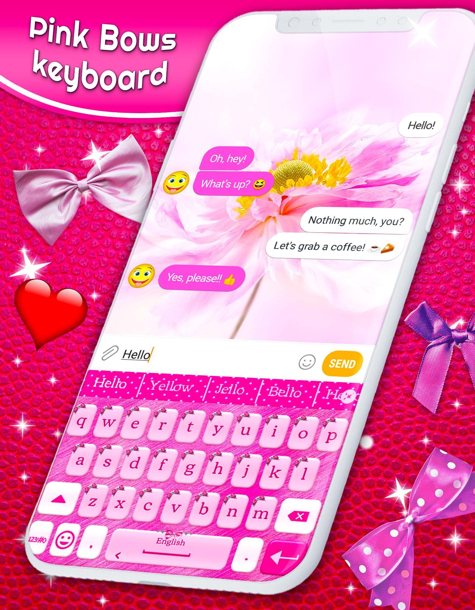 Pink Bow Keyboard 🎀 Cute Girly Ribbon Theme 2.4.0 Screenshot 2